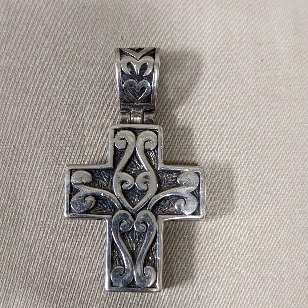 Vintage Sterling Silver Christian Cross Reversible Two-sided Open Work Design